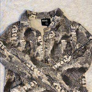 Cropped BDG Snakeskin Black and White Jean Jacket